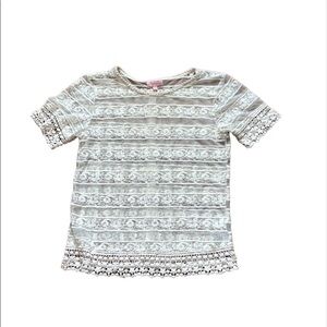 Three Hearts women’s sheer cream colored lace top Size Small